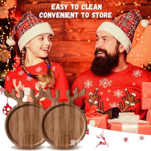 Wooden Christmas <b>Tray</b> Reindeer Shaped Solid Wood <b>Snack</b> <b>Tray</b> Decorative Serving Platter For Holiday Parties - Product Image 4