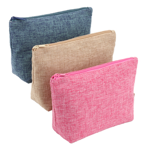 Nhà máy tùy chỉnh sinh thái thân thiện Linen mỹ phẩm trang điểm bao bì quà tặng dây kéo Pouch linent túi với <span class=keywords><strong>in</strong></span> logo - Product Image 1