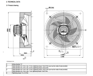 Ventilador EC de alta eficiencia Ebm-W3G450-XR75-01, ventilador de refrigeración inteligente de bajo consumo para sistemas de ventilación industrial HVAC - Product Image 4