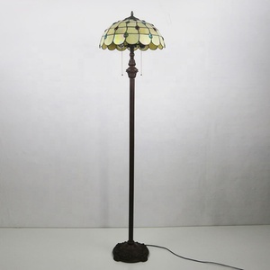 LongHuiJing 16" Tiffany Style LED Stained Glass Floor <b>Lamp</b> Handmade Lampshade Resin <b>Base</b> Multicolored Bedroom Living Room - Product Image 3