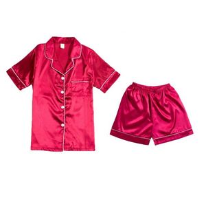 睡衣女式真丝短裤短袖开衫翻领纯色10色居家服务套装睡裙 - Product Image 1
