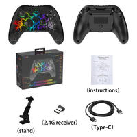 Control Inalámbrico BT 2.4G para Switch, Botón Turbo RGB, Botón Programable, Giroscopio de Seis Ejes para PC/ONE/S, Juega