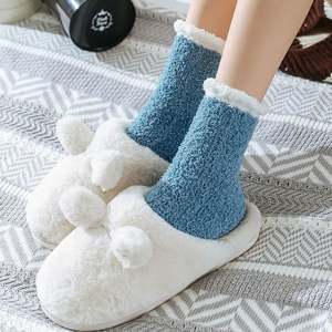 I-0225 Women Winter <b>Fleece</b> Fluffy Socks Girls Home Warm Cozy Wool Fuzzy Bed Floor Socks - Product Image 6