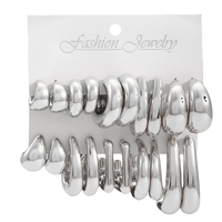 CLBX Lot de 10 boucles d'oreilles géométriques gouttelettes d'eau pour femmes, combo clous et cerceau en résine, vente en gros de bijoux de mode à la mode