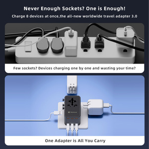Wontravel 3AC Outlets International 100w GaN Universal Travel Adapter 3Usb-c usb-a PD <b>3</b>.0 - Product Image 3