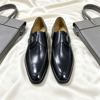 Chaussures Monk Strap pour Hommes à Bout Pointu, en Cuir Noir Classique, Formelles