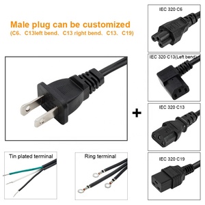 在线NEMA 1-15P电力电缆，带2针P架偏振美国标准电子灯箱开关铜导体 - Product Image 5