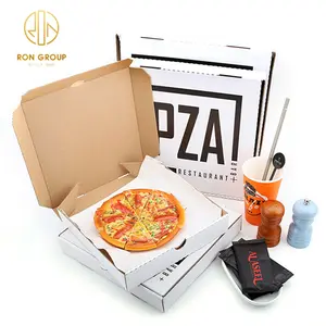 사용자 정의 로고 인쇄 친환경 서양 레스토랑 일회용 식기 종이 패키지 상자 매트 골판지 피자 상자