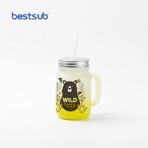 Bán Buôn Tùy Chỉnh Thăng Hoa Blanks Item Mug 12Oz Glass Tumbler Mason Jar Với Rơm - Product Image 5