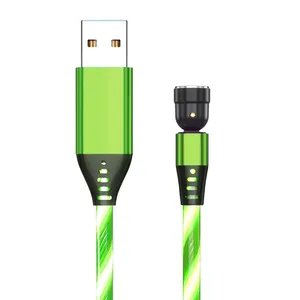 Светящийся Магнитный зарядный usb-кабель 540 градусов светодиодный плавный 2.4A зарядное устройство для мобильного телефона 3 в 1 micro USB C кабель 1 м 2 м бесплатный логотип