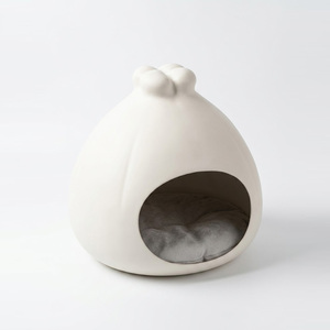 Minimalist <b>Cute</b> Bud Sculpture <b>Cat</b> Cave Solid Color Enclosed <b>Cat</b> Bed Soft Cushion Living Room Decor Pet House - Product Image 4