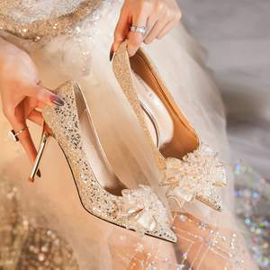 Nouvelles chaussures à talons aiguilles avec appliques scintillantes, chaussures de mariage à bout pointu, chaussures décontractées, chaussures à talons hauts de haute qualité pour femmes - Product Image 6