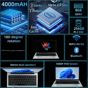 Laptop Sottile da 14 Pollici Economico all'Ingrosso, Intel Celeron N4500, <span class=keywords><strong>8GB</strong></span> <span class=keywords><strong>RAM</strong></span>, 256GB SSD, Tastiera Inglese, <span class=keywords><strong>Computer</strong></span> Portatile da Lavoro con Spina USA - Product Image 2