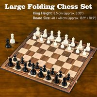 SEIPTING Boîte d'échecs en carton de résine, pièces double reine 8,5 cm, coins arrondis, plateau pliable 48 cm, design éducatif et portable 2
