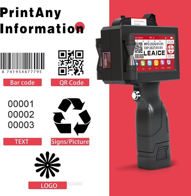 Handheld Inkjet Printer with 2 Quick-Drying Ink Cartridge