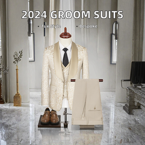 Costumes Terno de Mariage pour Hommes <span class=keywords><strong>Sur</strong></span> <span class=keywords><strong>Mesure</strong></span> Design Italien 2024 Veste de <span class=keywords><strong>Smoking</strong></span> Champagne Pantalon à Braguette Boutonnée Costumes Terno de Marié - Product Image 3