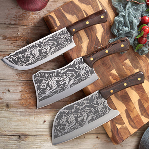 Couteau de chef chinois fait à la main de 7.5 "-Couteau à découper la viande à motif tigre avec manche en bois - Product Image 1