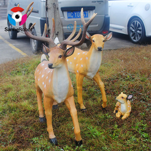 Estatua de <span class=keywords><strong>animales</strong></span> de tamaño Real, escultura de <span class=keywords><strong>animales</strong></span> de fibra de vidrio, modelo de ciervo Real para Parque, jardín, zoológico - Product Image 1