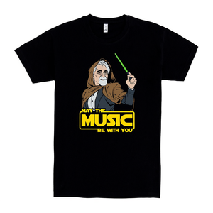 T-shirt promozionale Stellar Peppe nera con design 'May The Music Be With You' - Product Image 3