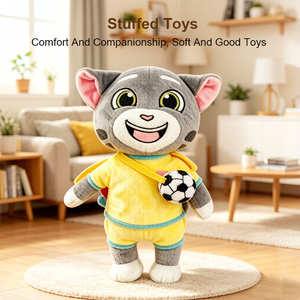 Peluche Personalizzato Orso Grigio Cartone Animato, Giocattolo Sportivo da Calcio, Animale di Peluche Morbido, Regalo di Compleanno/Natale per Bambini - Product Image 1