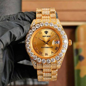 Vượt qua Kim Cương <span class=keywords><strong>Tester</strong></span> sang trọng thép không gỉ cơ khí xem đầy đủ Iced out hip hop moissanite kim cương đồng hồ - Product Image 2