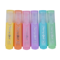 RTS OEM/ODM Ensemble de 6 stylos marqueurs surligneurs acceptables avec pointe de pinceau plat couleur pastel pince de taille normale fournie dans des sacs en PVC