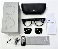 Lunettes Intelligentes M02X Pro Max AI avec Caméra 13MP, Enregistrement Vidéo 4K, Traduction IA en Temps Réel, Étui de Recharge en Cuir pour Hommes et Femmes