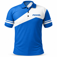 Polo d'entraînement personnalisé bleu et blanc à manches courtes, impression par transfert thermique, tenue d'équipe pour clubs, entraîneurs, personnel, logo personnalisé, OEM, marque privée