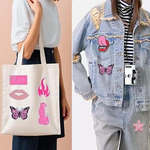 แผ่นปะติดตกแต่งดอกไม้รูปหัวใจผีเสื้อตัวบูตตัวรีดแผ่นปักขนาดเล็กสีชมพูสำหรับหมวกเด็กผู้หญิง - Product Image 3