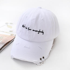 Wholesale Adult Size Dad Hat 6 Panel Fashion Casual <strong>Distressed</strong> <strong>Cap</strong> With Iron Ring Embroidery Logo Vintage Baseball <strong>Cap</strong> - Product Image 6