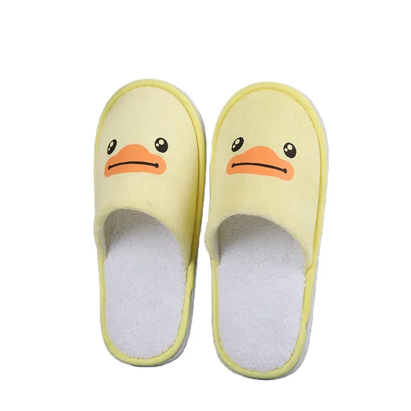 Kinder Gele Koraal Fleece Hotel Slippers Hoge Kwaliteit Hotel