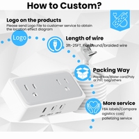 Wentong Aşırı Gerilim Koruyucu Güç Şeridi ABS Yanmaz Bakır 2AC 3USB (2-C 1-A) 20W PD Hızlı Şarj FCC/ Fiş için