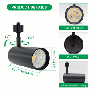 Corps en aluminium commercial COB rotatif 10W/20W/30W 3Power 5CCT Tunable Spot Lamp Led Track Light - Product Image 4