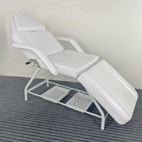 Chaise de massage de beauté luxueuse avec cadre en acier inoxydable noir et blanc, pieds réglables, pliable, lit de tatouage, lit de barbier, thérapie faciale, hôtel