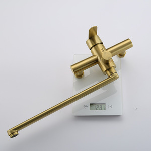 Robinet de salle de bain en or brossé Austenite In Wall, ensemble bain-douche en acier inoxydable 304, forme cylindrique, avec douchette dissimulée - Product Image 1