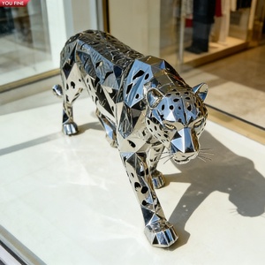 <span class=keywords><strong>Sculpture</strong></span> géométrique creuse en acier inoxydable YOUFINE, motif léopard, pour espace commercial, place publique, décoration métallique - Product Image 6