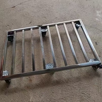 Chariot à tortue personnalisé en acier inoxydable 304, plateau basculant, quatre roues silencieuses, petit chariot à plateau plat, revêtement en poudre de qualité alimentaire
