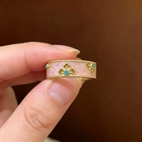 Gelang dan Cincin Enamel Gaya Tradisional Cina Baru - Aksesori Vintage Bergaya Etnis Awan Keberuntungan Gaya Kuno