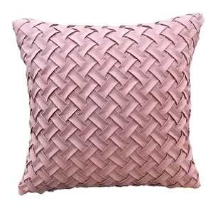 Pink Tenun Pola Melempar Bantal Selimut Microfiber Dekoratif Sarung Bantal Lembut Padat Bantal Cover untuk Sofa Tempat Tidur Sofa