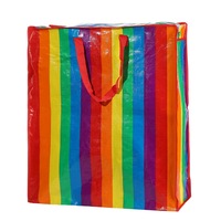 Sac fourre-tout en PP tissé tendance, fourni par l'usine, laminé avec impression couleur, sac en plastique tissé épaissi, fermeture éclair arc-en-ciel, vente en gros