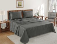 Drap de lit d'hôtel à rayures de couleurs blanches drap plat à rayures ensembles de literie à rayures en coton avec taie d'oreiller