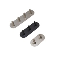Porte-serviettes et manteaux mural en acier inoxydable à 4 crochets, auto-adhésif, disponible en OEM et ODM, sans perçage, pour salle de bain