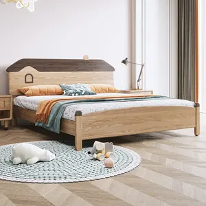 Classic Modern Solid Wood Bed Latest Slat Support King Size 1.8m Solid Wooden Single Bed Frame