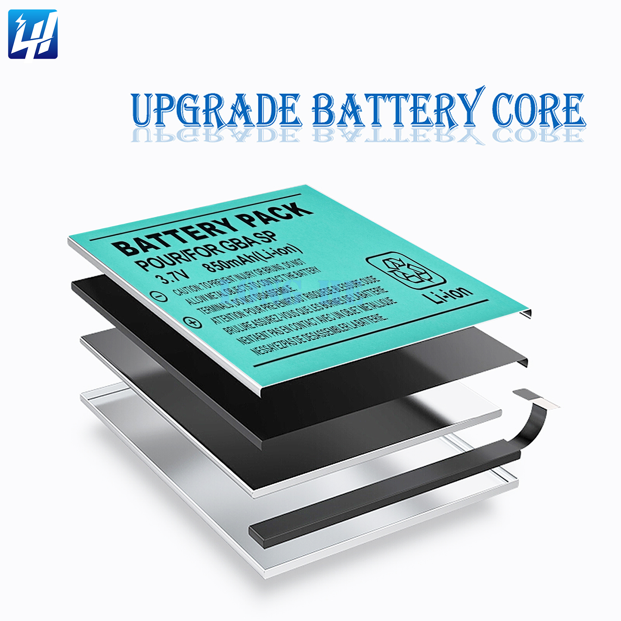 OEM GBA SPバッテリー交換用 3.7V 850mAh リチウム充電池