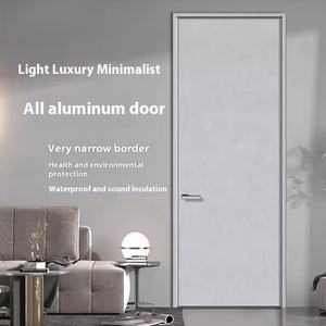 Porte intérieure en aluminium et verre à ouverture latérale, moderne et simple, haut de gamme, Foshan, blanche, insonorisée, résistante à l'humidité, pour chambre à coucher - Product Image 5