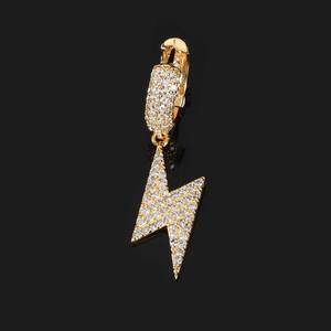 Hip Hop Unique Lightning Shape Earrings Iced Out Zircon Gold Plated Fashion Earrings Women's Earrings Jewelry Party - Product Image 3