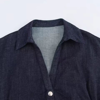 Nouvelle Robe MIDI en Denim Respirante et Décontractée de la Série 1975 Printemps-Été 2026, avec Col Revers, Fermeture Éclair Latérale, Taille Plissée et Coupe Ajustée Élégante