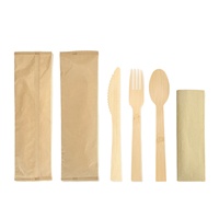 Ecoware Ensemble de couverts jetables compostables écologiques en bambou de 170 mm - Fourchette, cuillère, couteau pour hôtels, camping, pique-nique