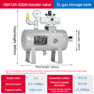 Pompe à air pneumatique VBA10A avec réservoir de 5L et régulateur de compresseur - Product Image 2