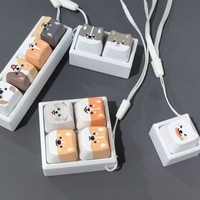 Capuchons de touches PBT personnalisés à sublimation thermique avec motif chien mignon, détachables et remplaçables, pour testeur de commutateurs de clavier mécanique et porte-clés